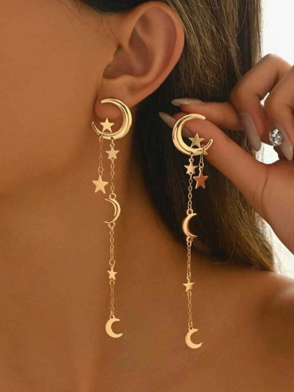 Moon and Star Drop Earrings (NWT)
